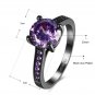 Black Gun plating Finger Ring with AAA Zircon Purple color Woman Fashion Jewelry
