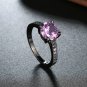 Black Gun plating Finger Ring with AAA Zircon Purple color Woman Fashion Jewelry