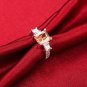 Silver Square Yellow Zircon Finger Ring Woman Fashion Jewelry