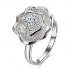 Beautiful Silver color Flower Finger Ring with AAA Zircon Woman Fashion Jewelry