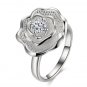 Beautiful Silver color Flower Finger Ring with AAA Zircon Woman Fashion Jewelry