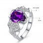 Luxury silver shell finger ring with purple crystal zircon woman fashion jewelry