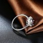 Silver color Flower Shape Finger Ring with Zircon Woman Fashion Jewelery Engagement