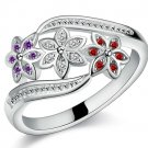 Beautiful flower design silver finger ring with zircon good quality fashion jewelry for women