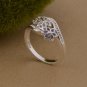 Beautiful flower design silver finger ring with zircon good quality fashion jewelry for women