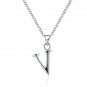 Silver Color Letter Pendant Necklace V Classic Fashion Woman Jewelry