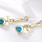 Gold Color Bohemian Geometric Dangle Earrings for Women Vintage Round Blue Turquoise