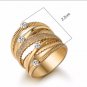 New Wide Gold Color Multilayer Hollow Rings for Women Trendy Stack Ring Jewelry