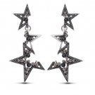 Vintage Silver Color Abstract Star Earrings for Woman Rhinestone Long Dangle Earrings