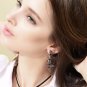 Vintage Silver Color Abstract Star Earrings for Woman Rhinestone Long Dangle Earrings