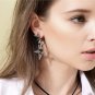 Vintage Silver Color Abstract Star Earrings for Woman Rhinestone Long Dangle Earrings