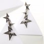 Vintage Silver Color Abstract Star Earrings for Woman Rhinestone Long Dangle Earrings