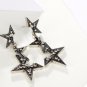 Vintage Silver Color Abstract Star Earrings for Woman Rhinestone Long Dangle Earrings