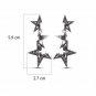 Vintage Silver Color Abstract Star Earrings for Woman Rhinestone Long Dangle Earrings