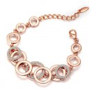 Rose Gold Color Circles Bracelet & Bangles for Woman Rhinestones Paved Double Layer Round