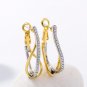 Geometric Hoop Earrings for Women Silver & Gold Color Rhinestones Twisted Cross Earring