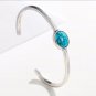 Bohemia Blue Turquoise Cuff Bangle For Women Silver Plated Copper Bracelets & Bangles
