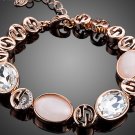 Rose Gold Color Gorgeous Party Jewelry With Pink Opal and Clear Stellux Austrian Crystal Bracelet