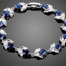 Romantic Flower With Heart Dark Blue Cubic Ziconia Charm Bracelet for Women