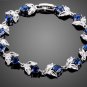 Romantic Flower With Heart Dark Blue Cubic Ziconia Charm Bracelet for Women