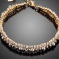 Gold Color 2 Rows Micro CZ Stones With Beads Bracelet for Women