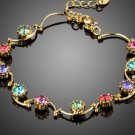 Vivid Rare Round Multicolor Ice Cream Crystal Gold Color Chain Tennis Bracelets