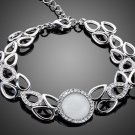 Elegant Pear Cut Design With Micro Crystals Paved Center 1pcs Round Opal Bracelet
