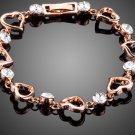 Rose Gold Color Clear Stellux Austrian Crystal Heart Bracelet