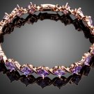 Elegant Rose Gold Color 19pcs Purple Cubic Zirconia Stones Bracelet