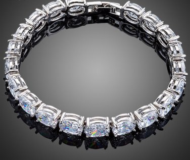 Charm Clear AAA+ Oval Cubic Zirconia Tennis Bracelet for Woman