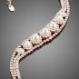 Gorgeous Rose Gold Color Top AAA Micro CZ Paved With 7pcs Pearl Bracelet for Women