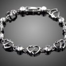 Double Heart with Clear Austria Rhinestone White Gold Color Bracelet