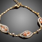 Gold Color 3pcs Champagne Cubic Zirconia Surround With Tiny Clear Crystals Bracelet