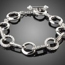White Gold Color Stellux Austrian Crystal Eight Round End to End Bracelet