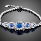 NEW White Gold Color Round Blue Stellux Austrian Crystal Water Drop Bracelet