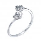 High Quality Fashion Wedding Party Trendy Jewelry Copper Silver Simple Flowers Finger Ring