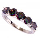 Nice Round cut Multicolor CZ Silver Color Ring Wholesale Sparkling High Quality Fashion Exquisite