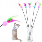 Random Color Ball Feather Wand Stick For Pet Kitten Jumping Train Aid Fun Cat Catcher Teaser Toy