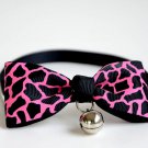 Safety Dog Cat Pet Collar Cute Bow Tie Dog Collars With Bell Puppy Kitten Necktie Pink Leopard