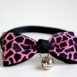 Safety Dog Cat Pet Collar Cute Bow Tie Dog Collars With Bell Puppy Kitten Necktie Pink Leopard