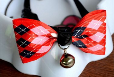 Safety Dog Cat Pet Collar Cute Bow Tie Dog Collars With Bell Puppy Kitten Necktie Red Square