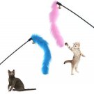 Turkey Feather Wand Stick For Cat Catcher Teaser Toy For Pet Kitten Jumping Train Aid