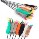 1Pcs 55cm Random color Feather Wand Stick Catcher Teaser Toy Pet Kitten Jumping Train Aid Fun