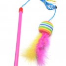 Ball Bell Feather Wand Stick For Cat Catcher Teaser Toy For Pet Kitten Jumping Train Aid Fun