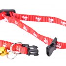 Adjustable Nylon Footprint Pet Dog Puppy Cat Neck Ring Collar Bell Pet Supplies (Red)