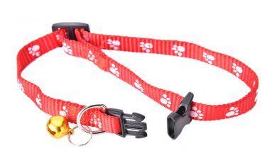 Adjustable Nylon Footprint Pet Dog Puppy Cat Neck Ring Collar Bell Pet Supplies (Red)