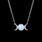 Crescent Moon&Sun Pendant Necklace Natural Stone Opal Silver Color (Opal)