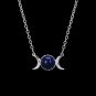 Crescent Moon&Sun Pendant Necklace Natural Stone Opal Silver Color (Lapis Lazuli)