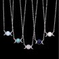 Crescent Moon&Sun Pendant Necklace Natural Stone Opal Silver Color (Lapis Lazuli)