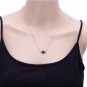 Crescent Moon&Sun Pendant Necklace Natural Stone Opal Silver Color (Lapis Lazuli)